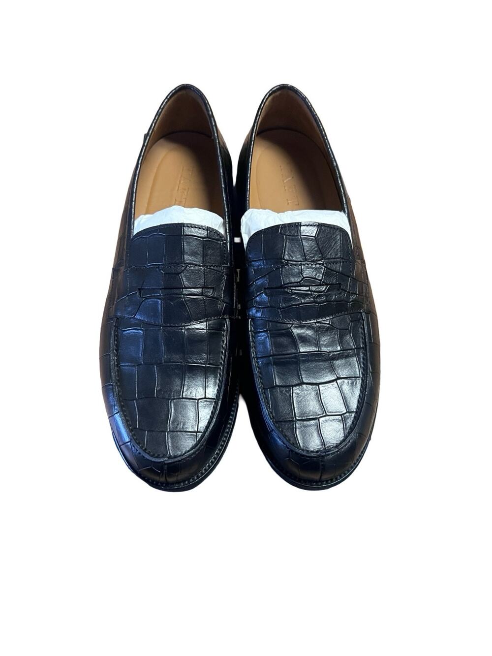 Taft Sterling Loafer Black Croc Embossed Leather Men's 10.5 Handcrafted Spain